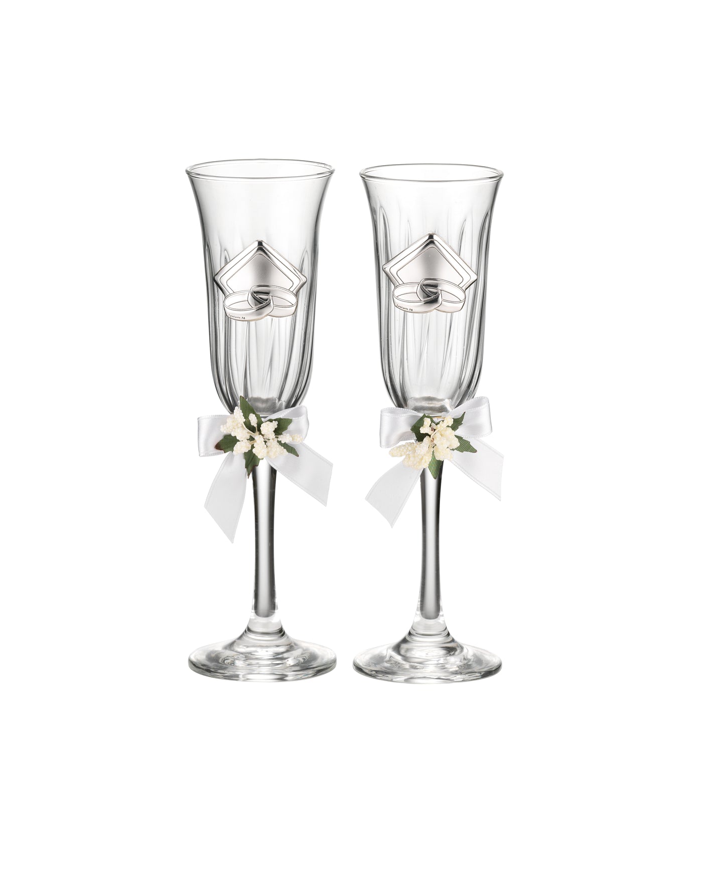 S/2 Champagne Glasses - Wedding rings