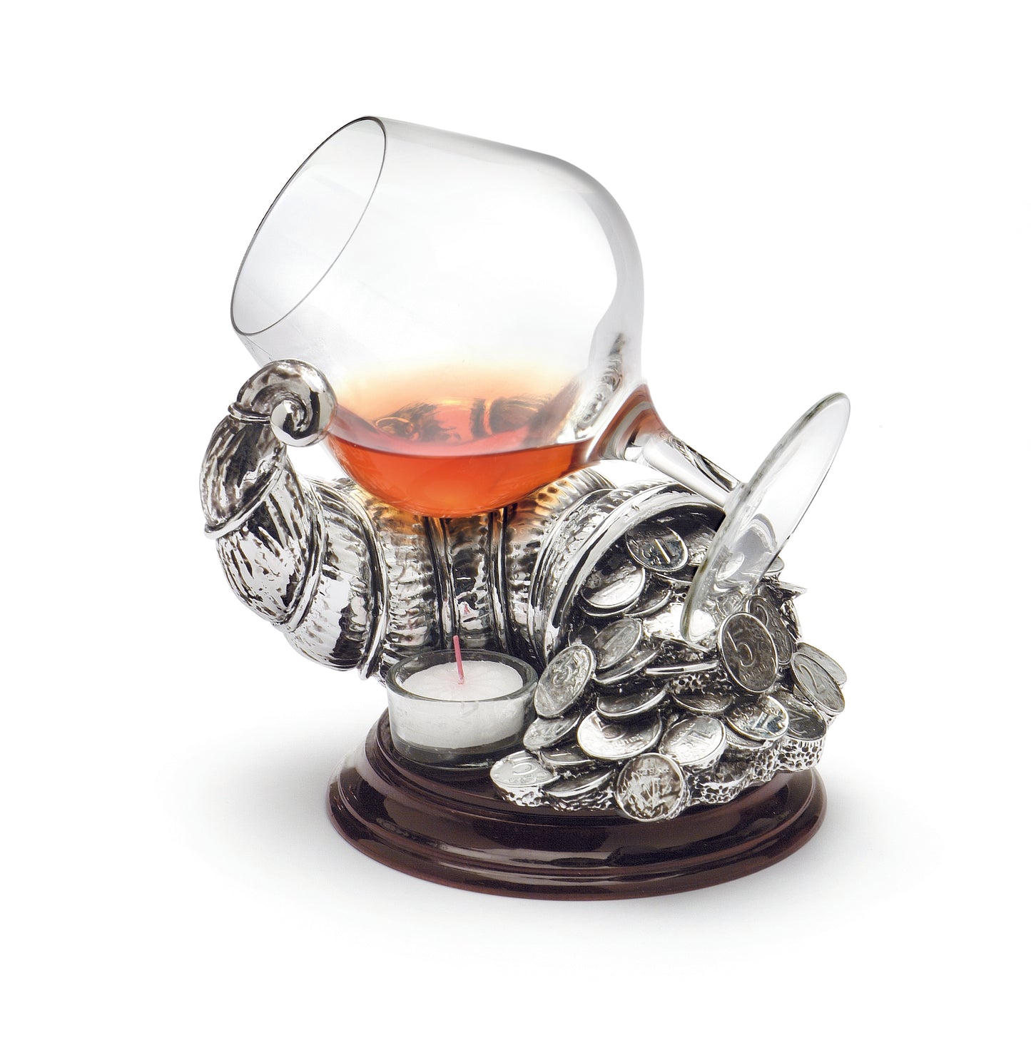 CORNUCOPIA cognac warmer w/ wooden base