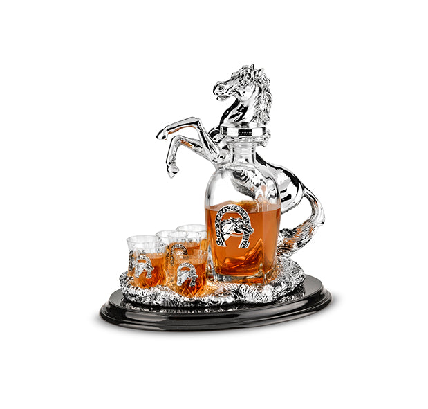 "HORSE" 6 glasses+bottle STATUE LUCKY 2014