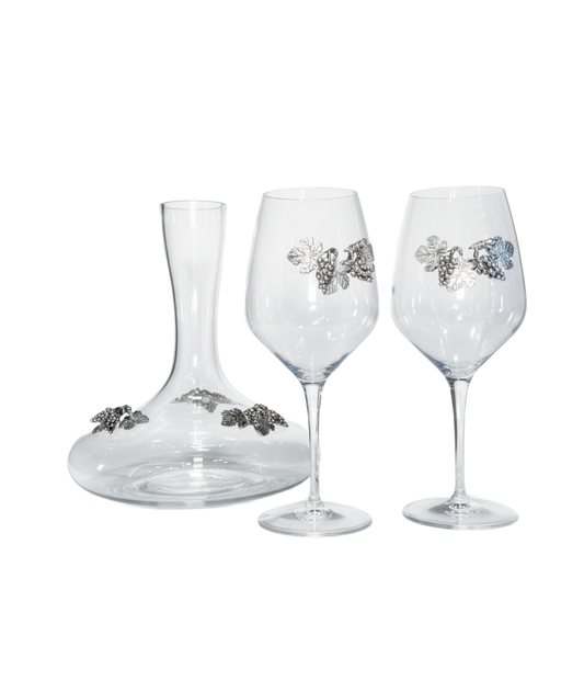 Luxuriöses Weindekanter-Set mit 2 Gläsern