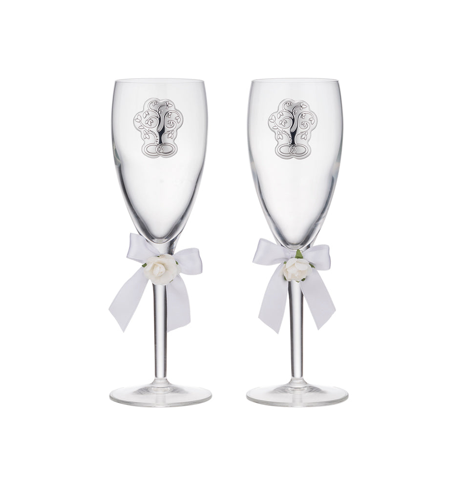 S/2 Champagne Glasses - Tree of Life "wedding"