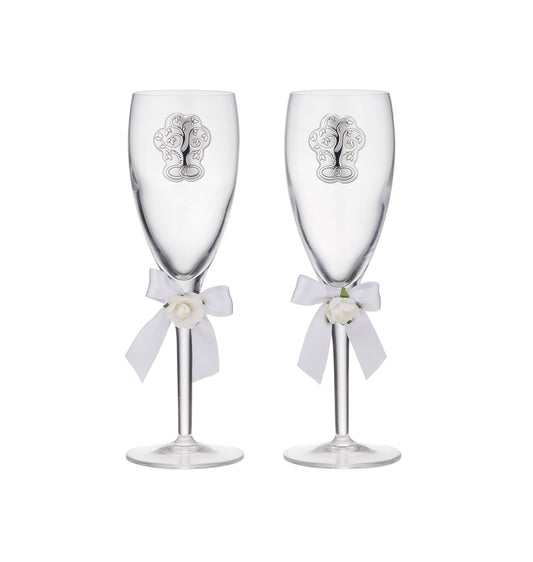 S/2 Champagne Glasses - Tree of Life "wedding"