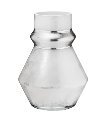 Skulpturale Kristallvase mit Metallic-Finish