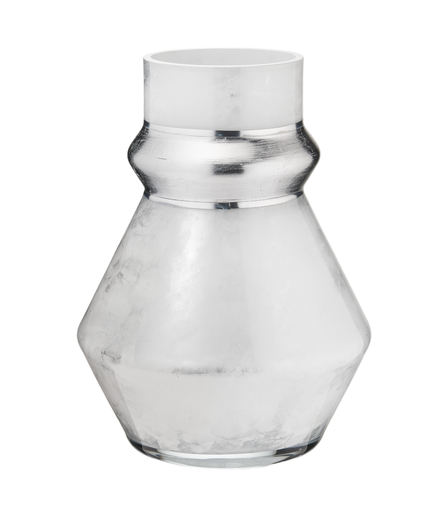 Skulpturale Kristallvase mit Metallic-Finish