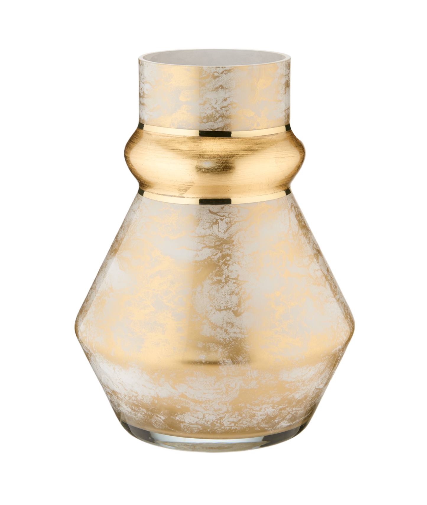 Skulpturale Kristallvase mit Metallic-Finish