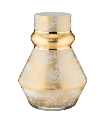 Skulpturale Kristallvase mit Metallic-Finish