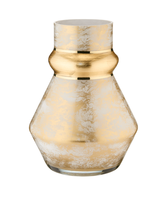 Skulpturale Kristallvase mit Metallic-Finish