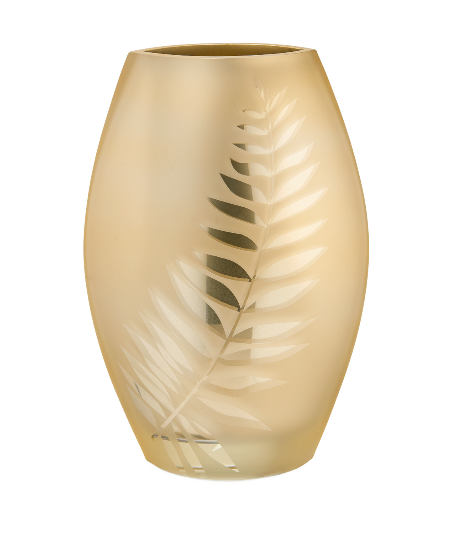 Gold Crystal Vase with Elegant Leaf Design
