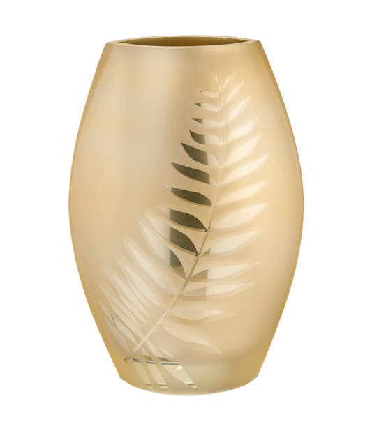 Gold Crystal Vase with Elegant Leaf Design