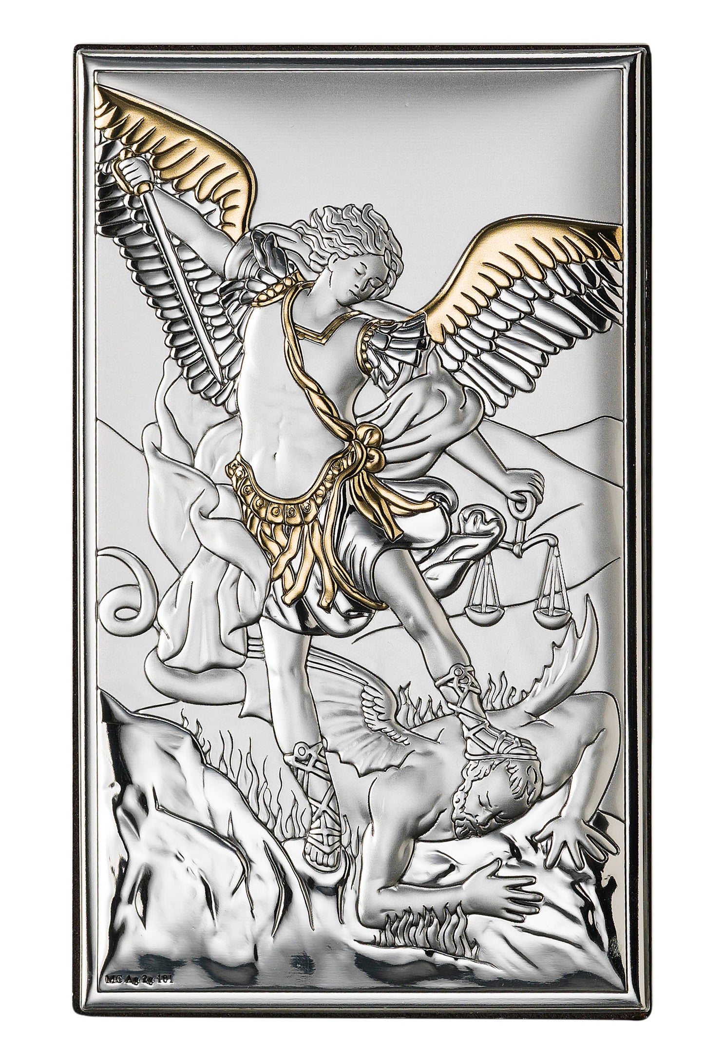 Heiliges Paneel - "Heiliger Michael" (Gold) - Holzrückseite