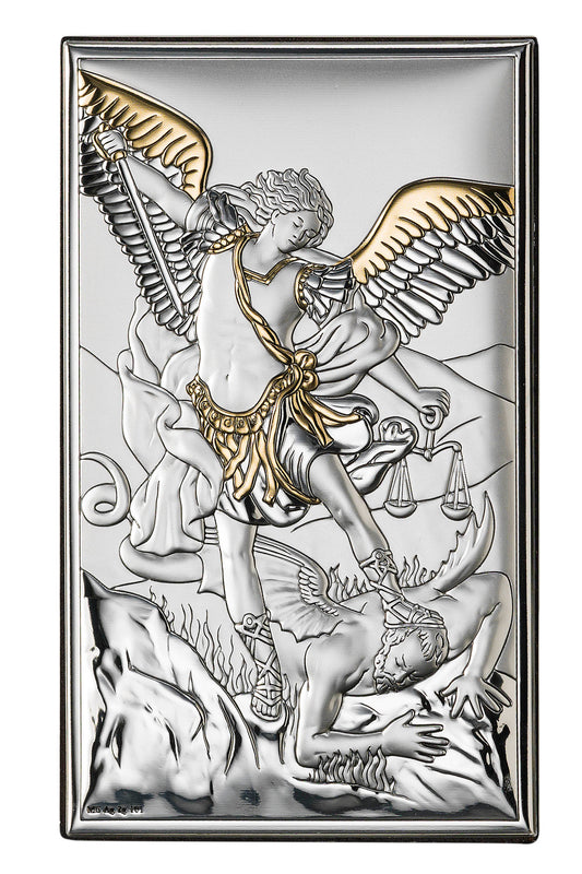 Heiliges Paneel - "Heiliger Michael" (Gold) - Holzrückseite