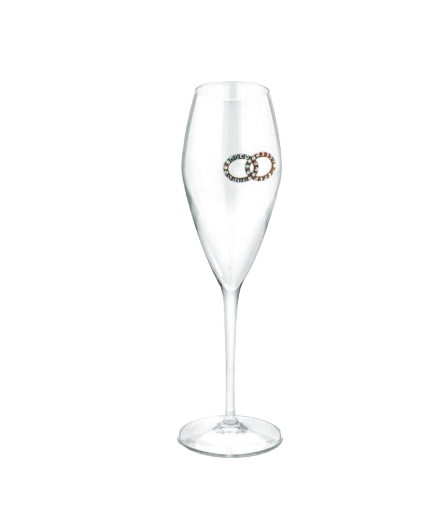Luxus Hochzeits-Champagnergläser-Set mit Kristallringen
