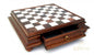 Schachbrett aus Holz mit Marmorplatte und Schublade