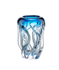 Kunstglasvase mit blauem, fließendem Design