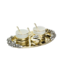 Luxuriöses Tee-Set aus Gold und Porzellan für 2 Personen mit Tablett