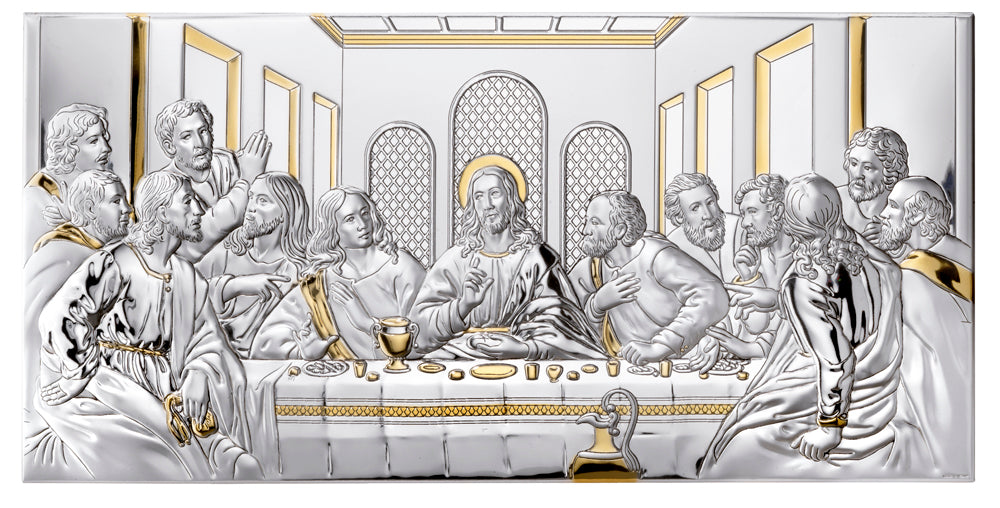 Heilige Tafel mit Gold - Das letzte Abendmahl - Holzrückseite