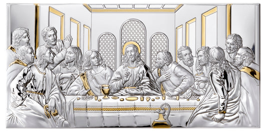 Heilige Tafel mit Gold - Das letzte Abendmahl - Holzrückseite