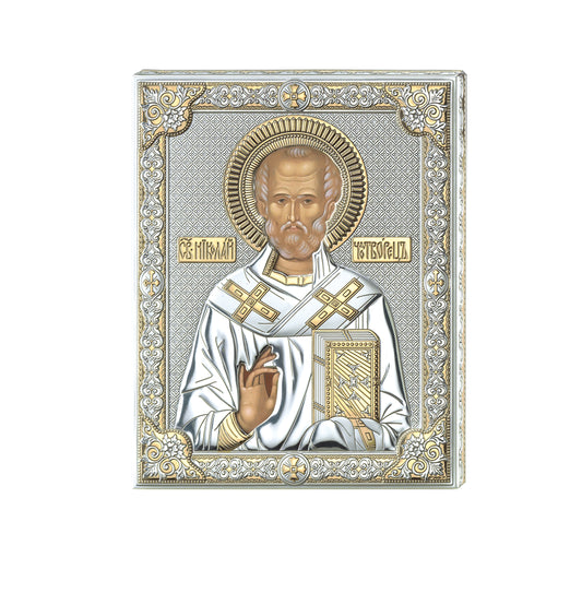 Ikone mit Gold - Heiliger Nikolaus - Holzrückseite