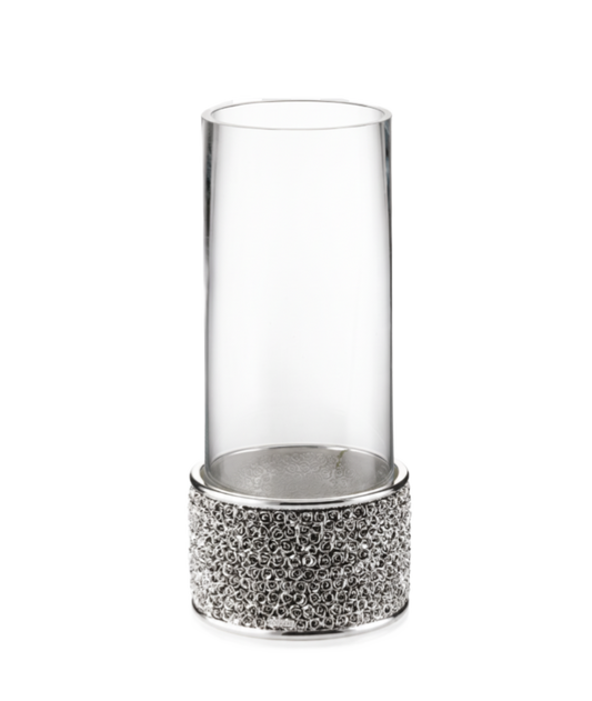 Luxury Glass Sovrani Vase with Silver Decorative Base
