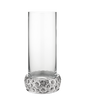 Elegante Glasvase mit silberfarbenem, blumig texturiertem Sockel