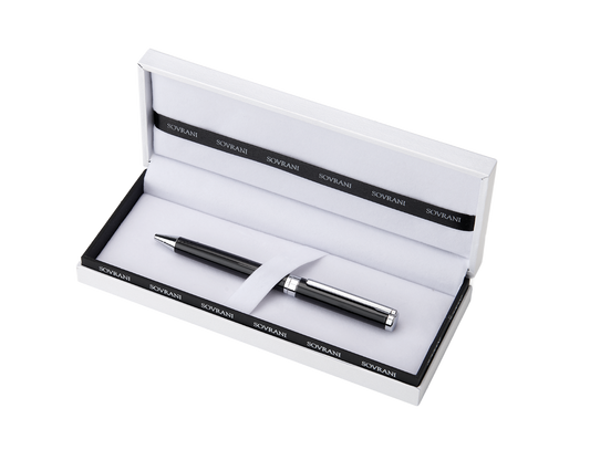 Sovrani Kugelschreiber Schwarz – Eleganter Schreibstift mit Geschenkbox