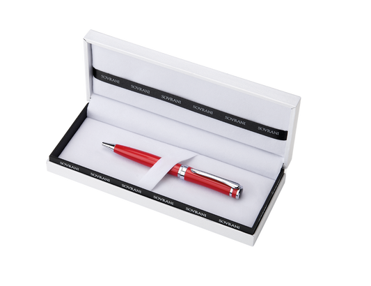 Sovrani Kugelschreiber Rot – Eleganter Schreibstift mit versilberten Details