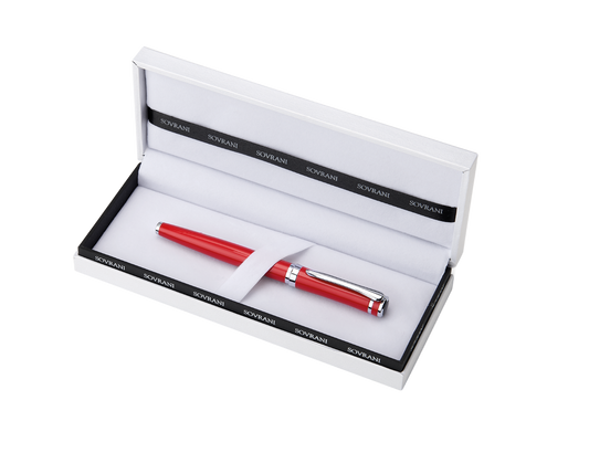 Sovrani Rollerball-Pen Rot – Eleganter Schreibstift mit versilberten Details