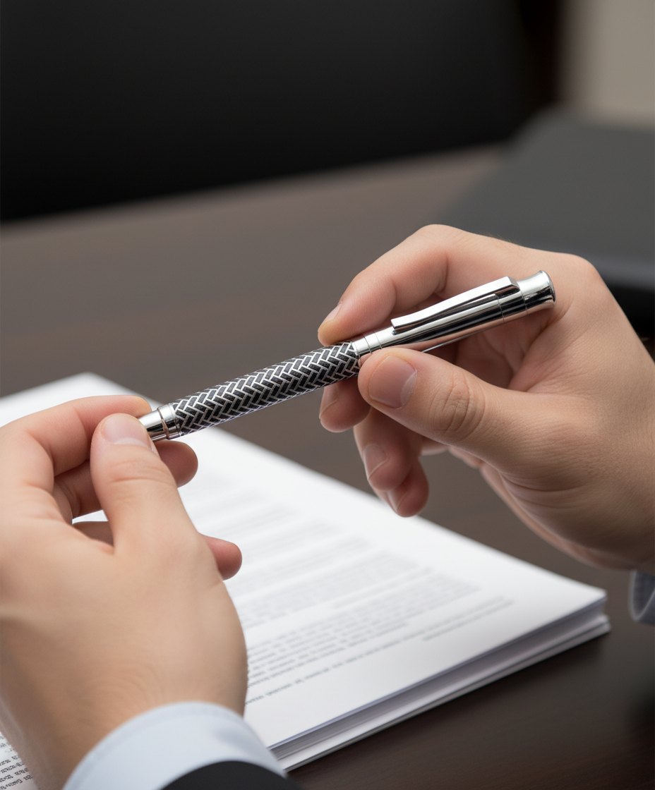 Sovrani Silberner Kugelschreiber – Luxuriöser italienischer Schreibstift mit Geschenkbox