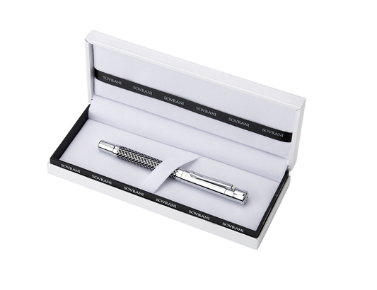 Sovrani Silberner Kugelschreiber – Luxuriöser italienischer Schreibstift mit Geschenkbox
