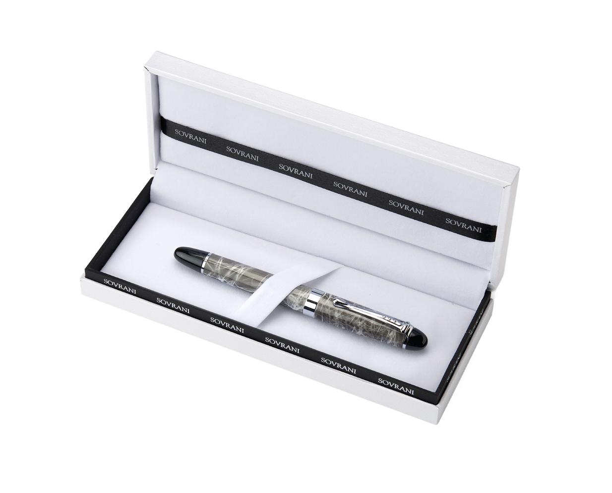 Sovrani Rollerball-Pen Marmoroptik mit schwarzen Details