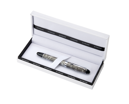Sovrani Rollerball-Pen Marmoroptik mit schwarzen Details