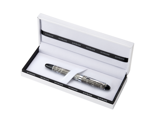 Sovrani Rollerball-Pen Marmoroptik mit schwarzen Details